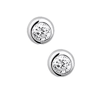Zilveren oorbellen zirkonia 6 mm rond