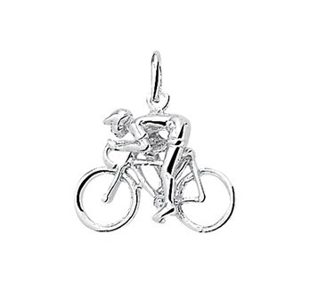 Zilveren wielrenner fiets hanger