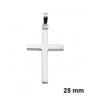 Zilveren kruisje hanger 25mm Hoekig