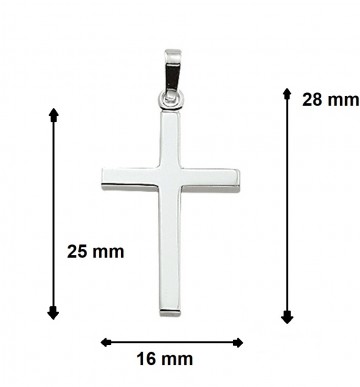 Zilveren kruisje hanger 25mm Hoekig