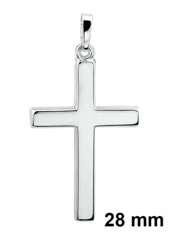 Zilveren kruis 28 mm Hoekig