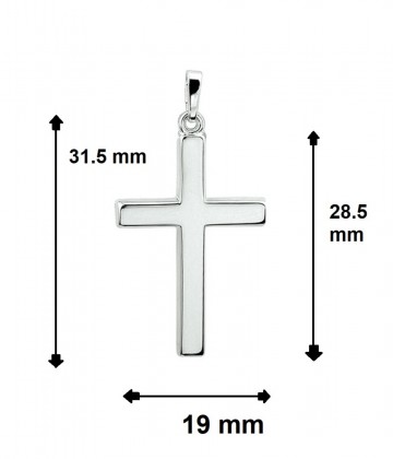 Zilveren kruis 28 mm Hoekig