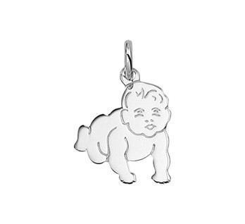 Zilveren baby kruipend hangertje
