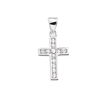 Zilveren kruis 17mm zirkonia's