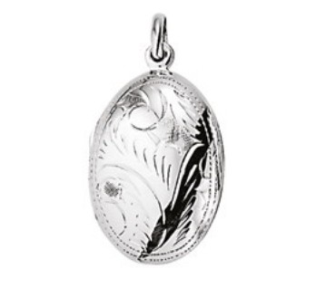 Zilveren medaillon 25 mm Ovaal bewerkt.