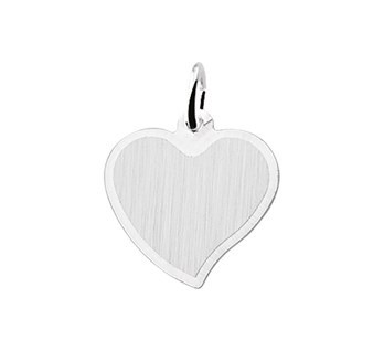 Zilveren graveerhangertje Hart (schuin)