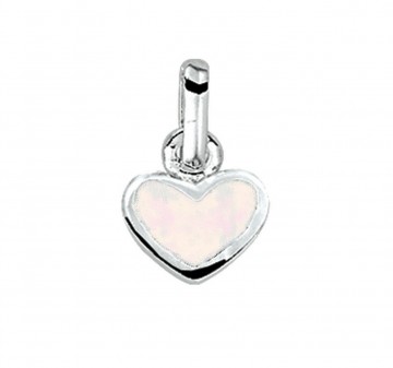 Zilveren wit hartje (parelmoer) 9 mm hanger