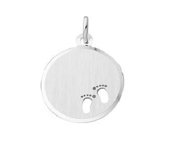 Zilveren naamhangertje 18mm- Babyvoetjes