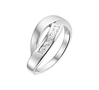 Zilveren damesring met 5 zirkonia steentjes