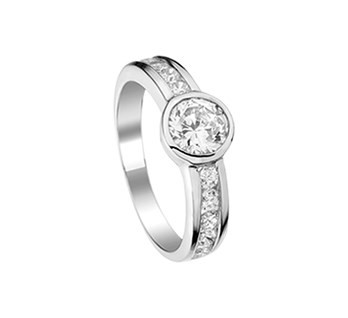 Zilveren tiener / damesring met zirkonia's