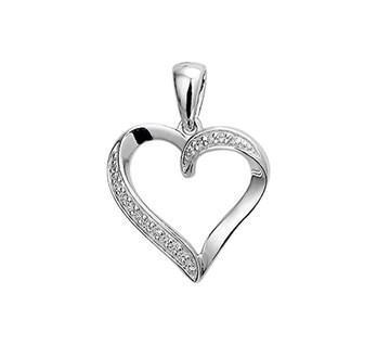 Zilveren hart hanger met zirkonia's