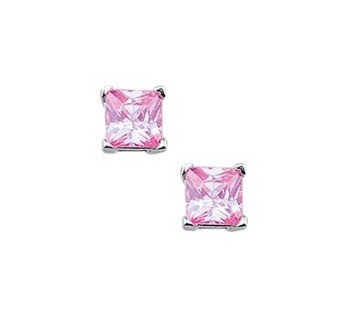 Zilveren oorbellen roze zirkonia