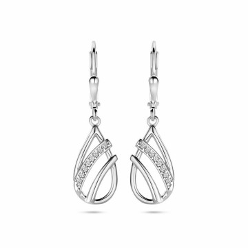 Zilveren oorhangers druppel zirkonia's