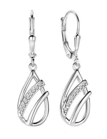Zilveren oorhangers druppel zirkonia's
