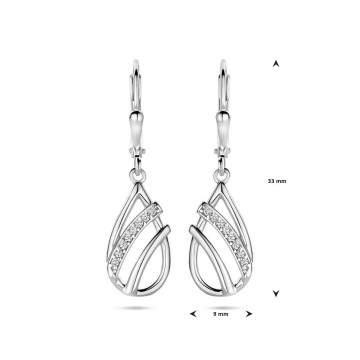 Zilveren oorhangers druppel zirkonia's