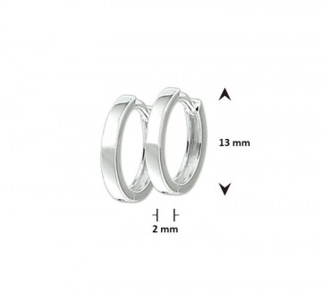 Zilveren klapoorringen 13 x 2mm breed klapcreolen