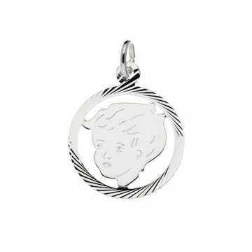 Zilveren jongen met rand (groot 19mm)