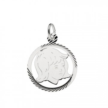 Zilveren meisje met rand (groot 19mm)