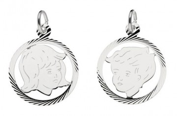 Zilveren jongen / meisje met rand (groot 19mm)