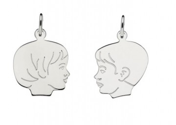 Zilveren jongen + meisje hanger kopje (model 2)