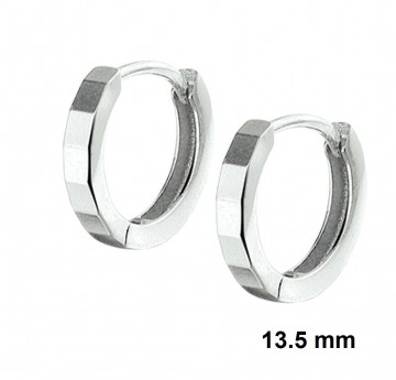  Zilveren klapcreolen 13.5 mm facet