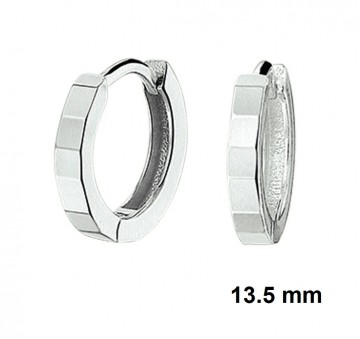  Zilveren klapcreolen 13.5 mm facet