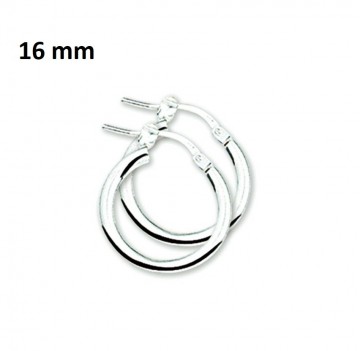 Zilveren oorringen 16 mm, 2,5 mm ronde buis