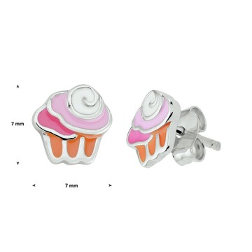 Zilveren oorknoppen cupcake oorbellen