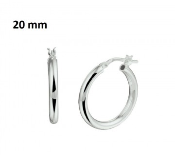 Zilveren oorringen 20 mm, 2,5 mm ronde buis
