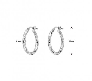 Zilveren oorringen 20mm dia