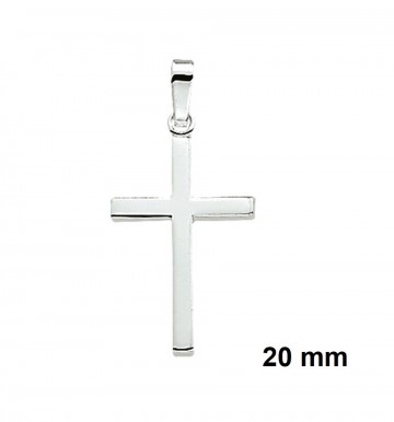 Zilveren hanger kruis 20mm Hoekig