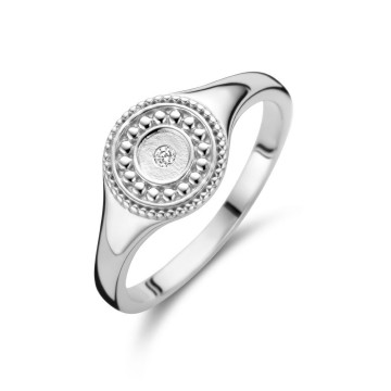 Zilveren ronde dames ring met zirkonia (9mm)