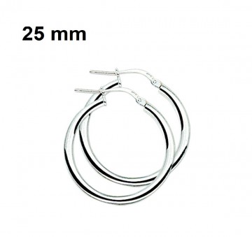 Zilveren oorringen 25 mm, 2,5 mm ronde buis