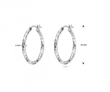 Zilveren oorringen 25 mm dia