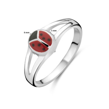 Zilveren lieveheerbeestje ring (emaille)