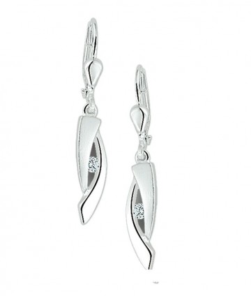 Zilveren oorhangertjes fantasie met zirkonia's