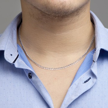 Zilveren herenhalsketting - 3.8mm - 50cm gourmet geslepen.