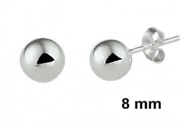 Zilveren oorbellen 8 mm bolletjes