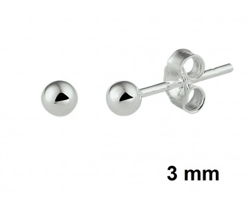 Zilveren oorbellen 3 mm bolletjes