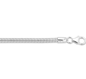 Zilveren collier slang 3 mm, 45 / 50 cm