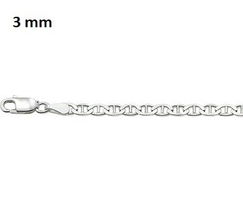 Zilveren armbandje 19cm plat-anker 3mm