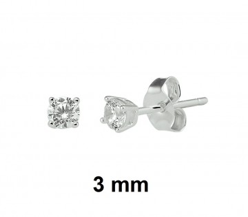 Zilveren oorbellen 3mm zirkonia (klein)