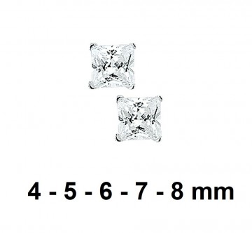 Zilveren oorbellen VIERKANT 4-5-6-7-8mm zirkonia