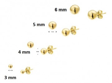 Gouden oorknoppen 2,5+3+4+5+6 mm bol