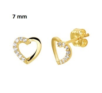 Gouden oorbellen hartjes oorknopjes dames met zirkonia's