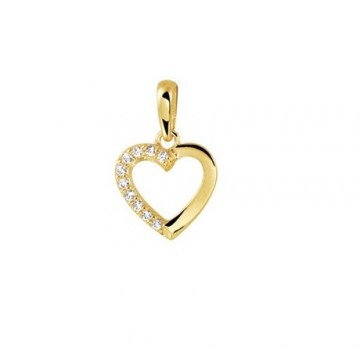 Gouden hartje hanger met zirkonia's 9mm