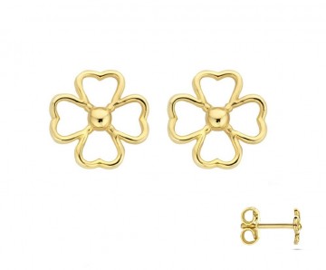 Oorbellen goud klaver / bloem
