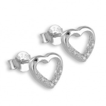 Zilveren hartjes oorbellen steentjes