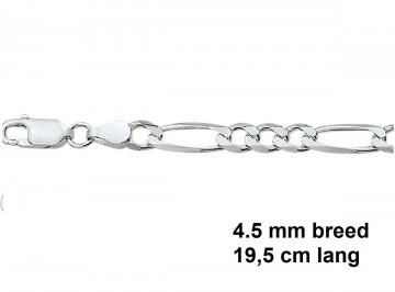 Zilveren figaro armband 19,5cm - 4.5 mm breed