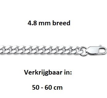 Zilveren halsketting 4.8 mm 50-60cm Heren gourmet